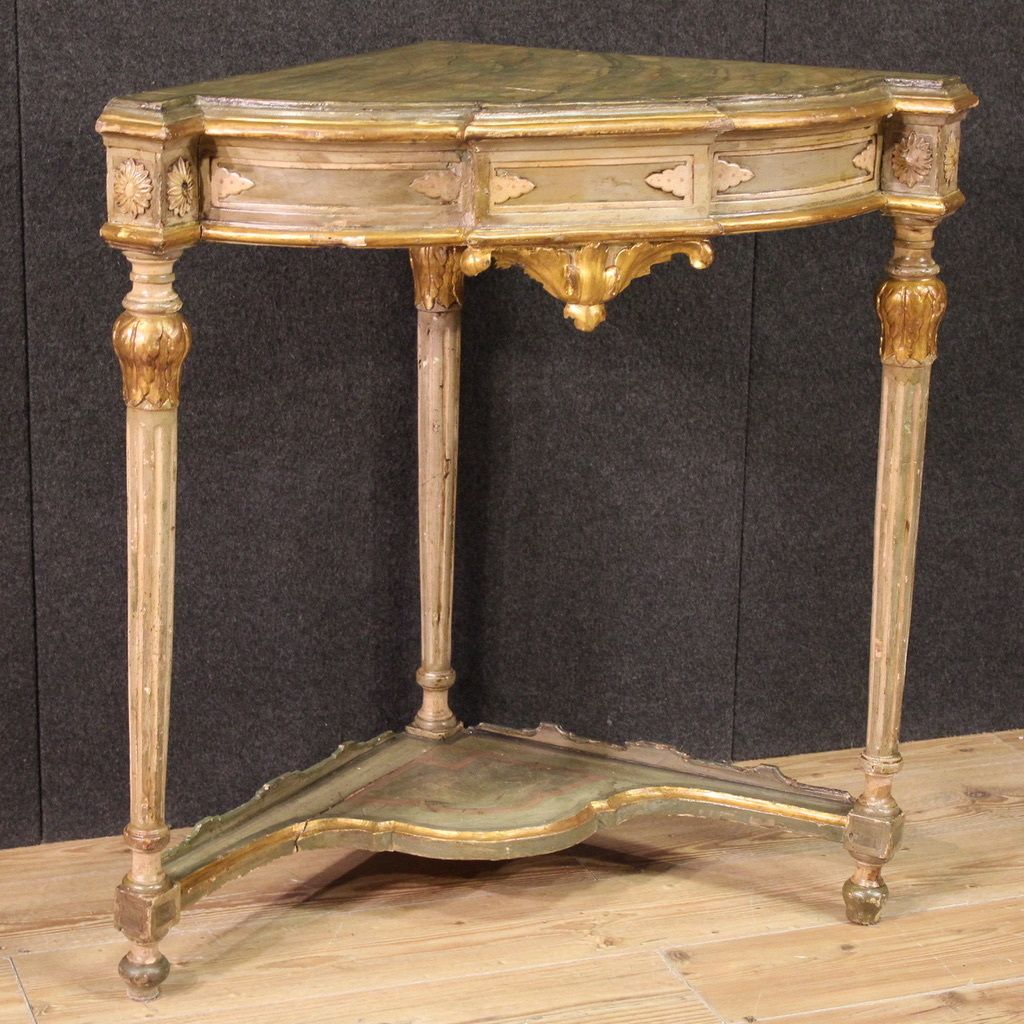 20th Century Italian Lacquered Corner Cabinet In Louis XVI Style
