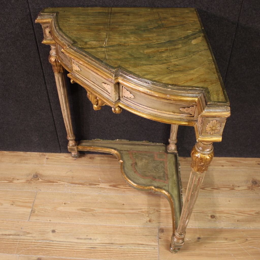 20th Century Italian Lacquered Corner Cabinet In Louis XVI Style photo vintage