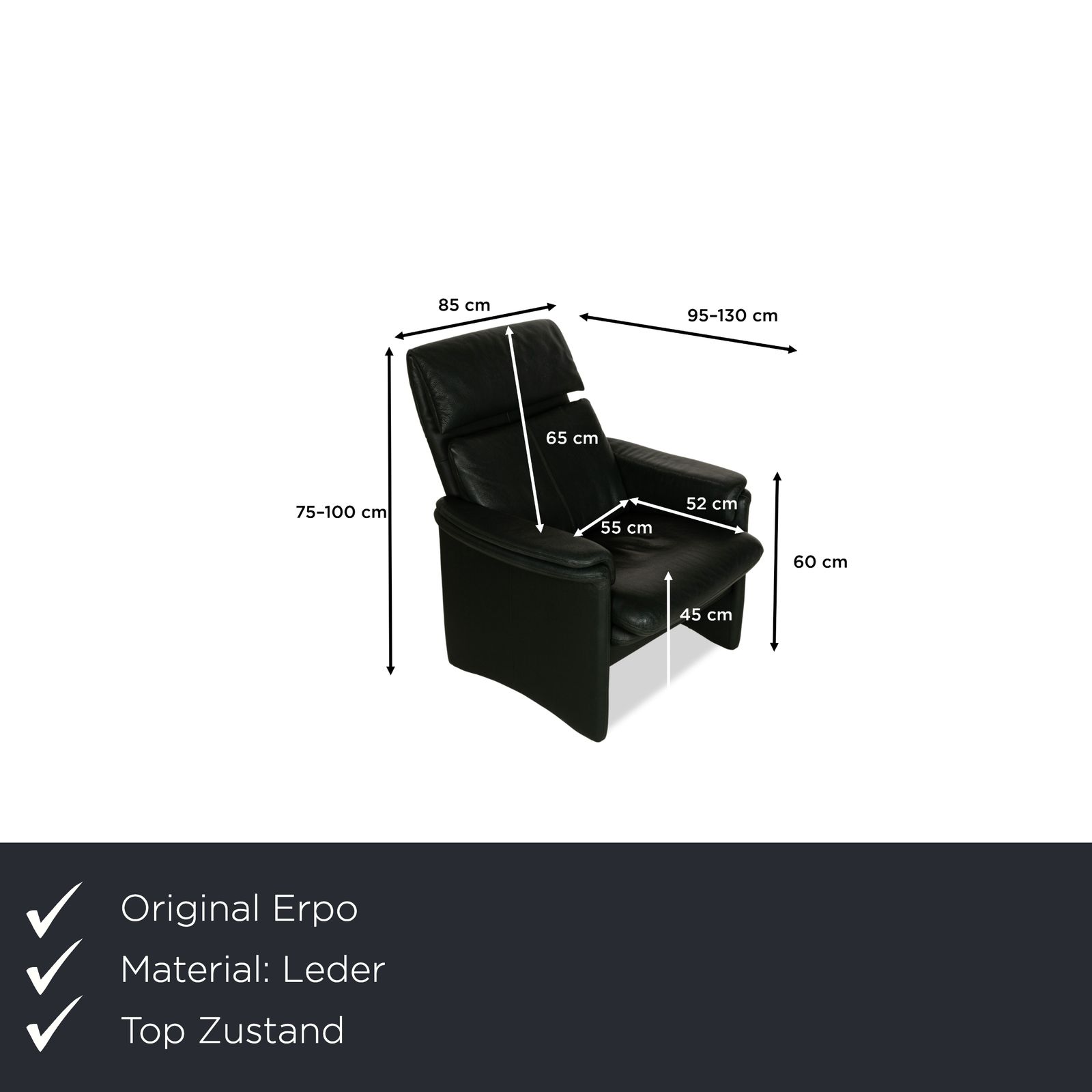 Erpo City Leather Armchair Green Manual Function photo furniture