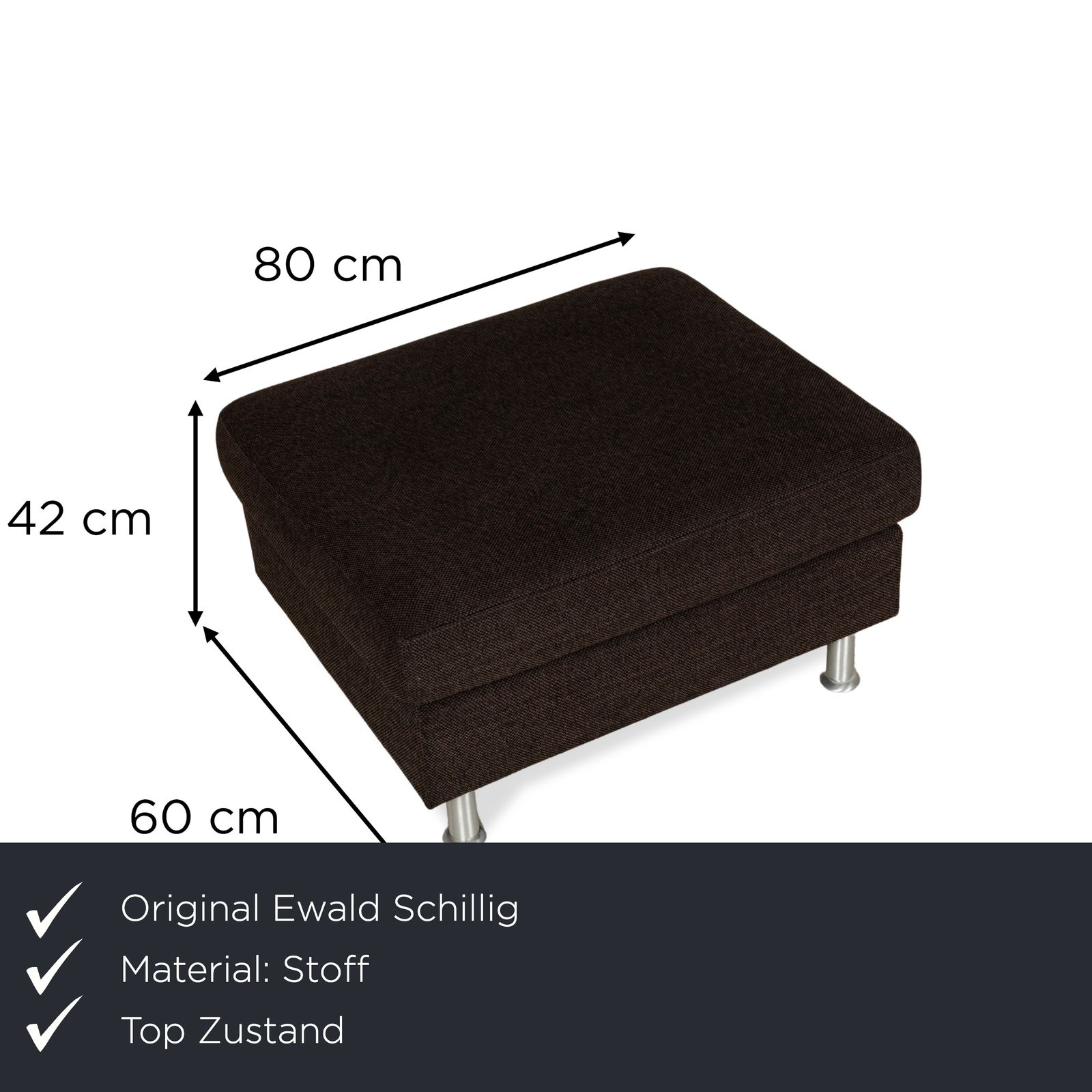 Tabouret Ewald Schillig Concept Plus en tissu noir photo furniture