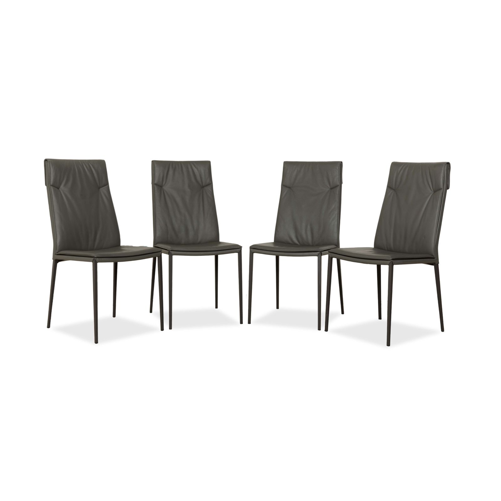 Set Of 4 Cattelan Italia Isabel Leather Chairs Grey