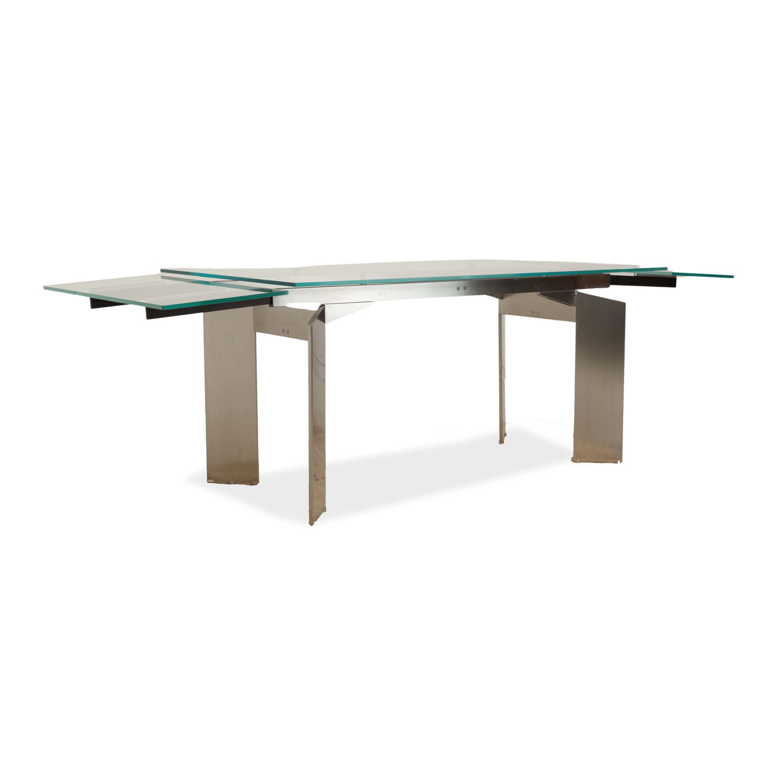 Table Cattelan Italia en verre argenté, 160-240 x 77 cm photo for sale