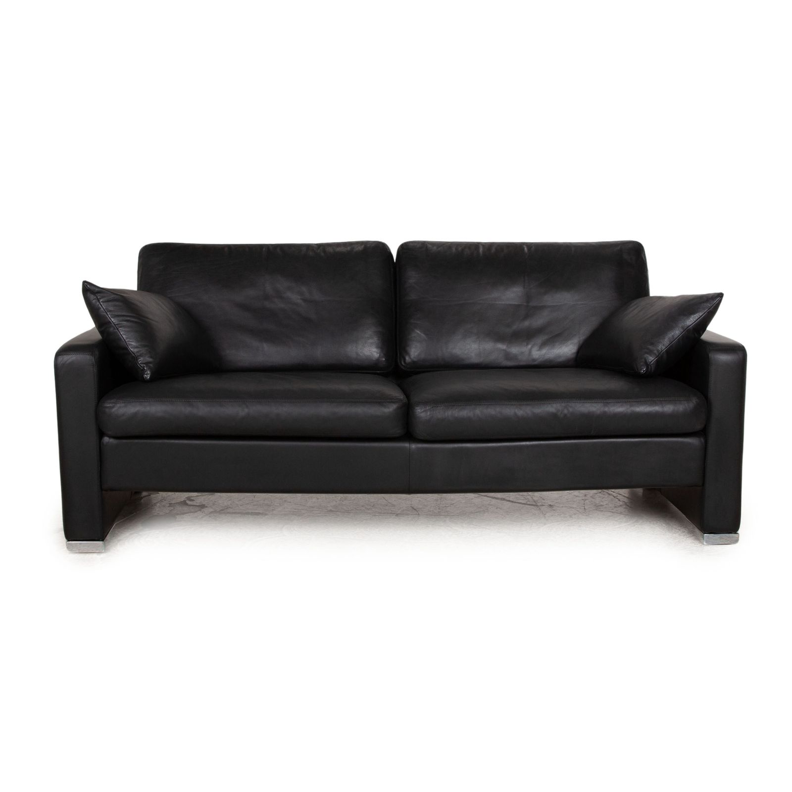 Cor Conseta Leather Two Seater Black Sofa