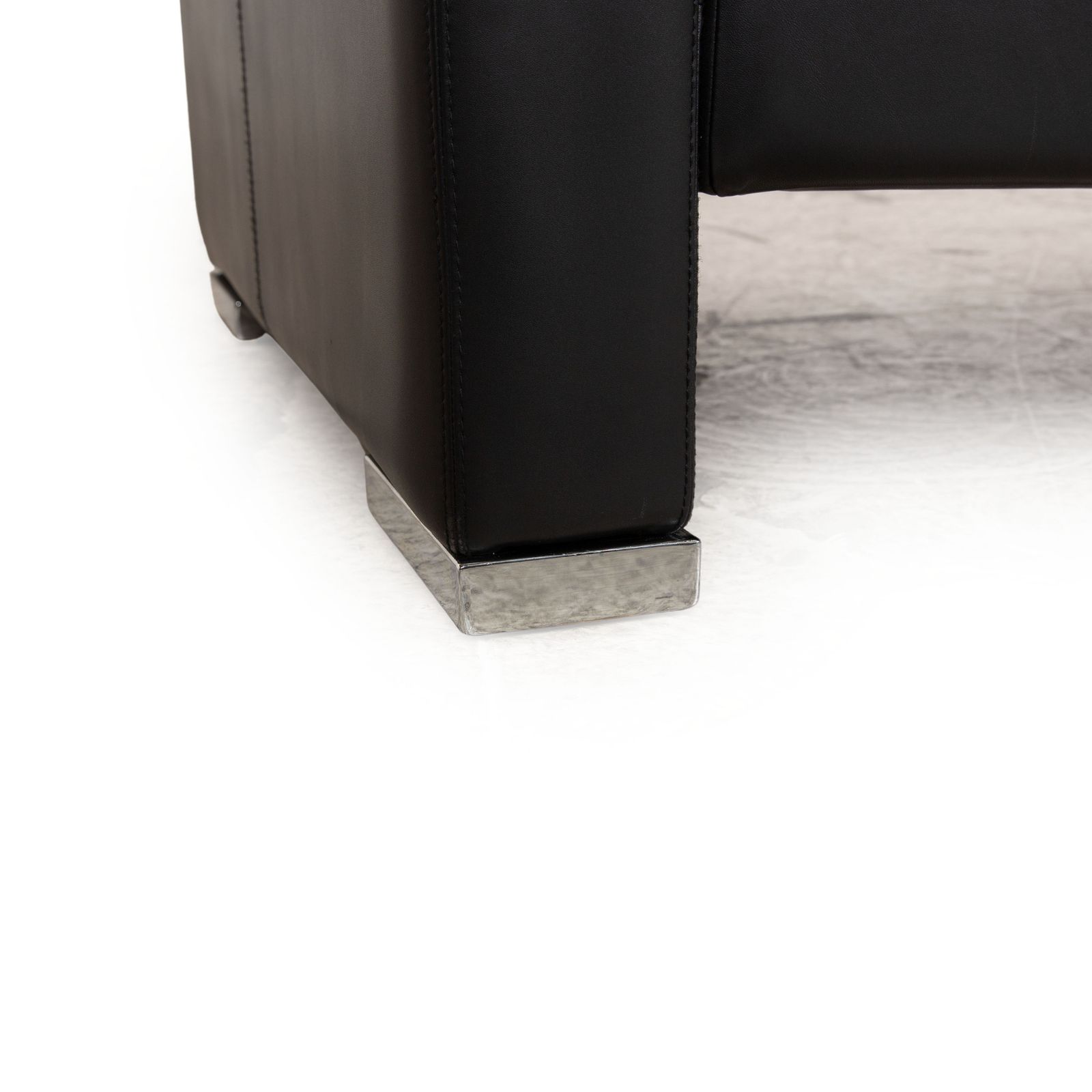 Cor Conseta Leather Two Seater Black Sofa photo for sale