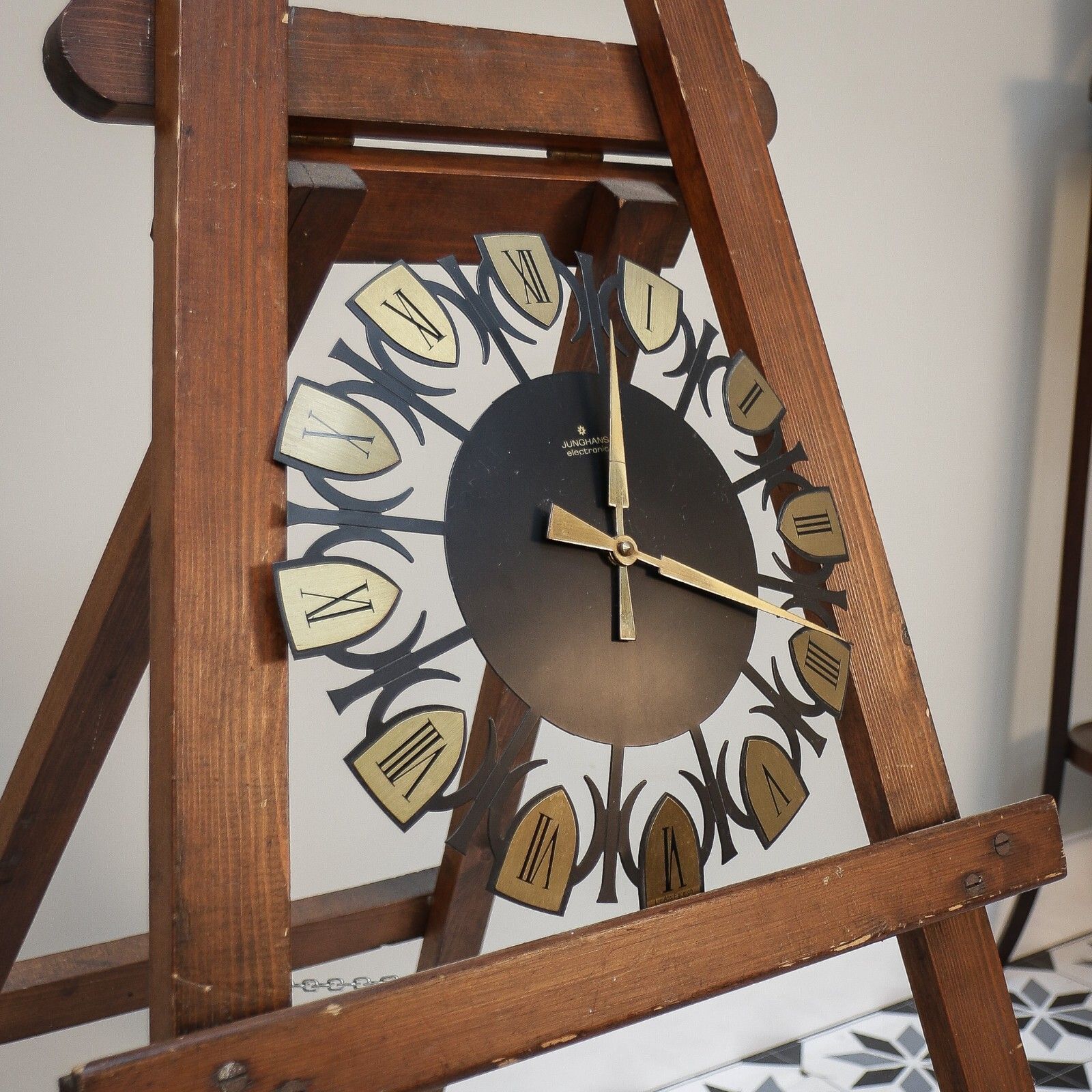 Mid Century Clock Junghans German Brutalist Style photo furniture