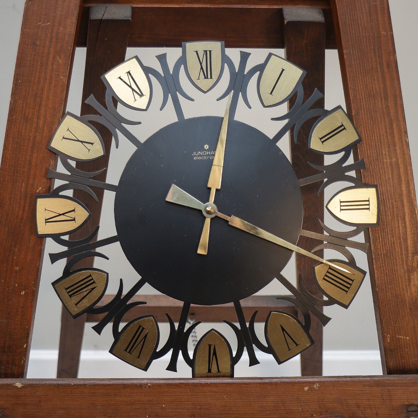 Mid Century Clock Junghans German Brutalist Style photo for sale
