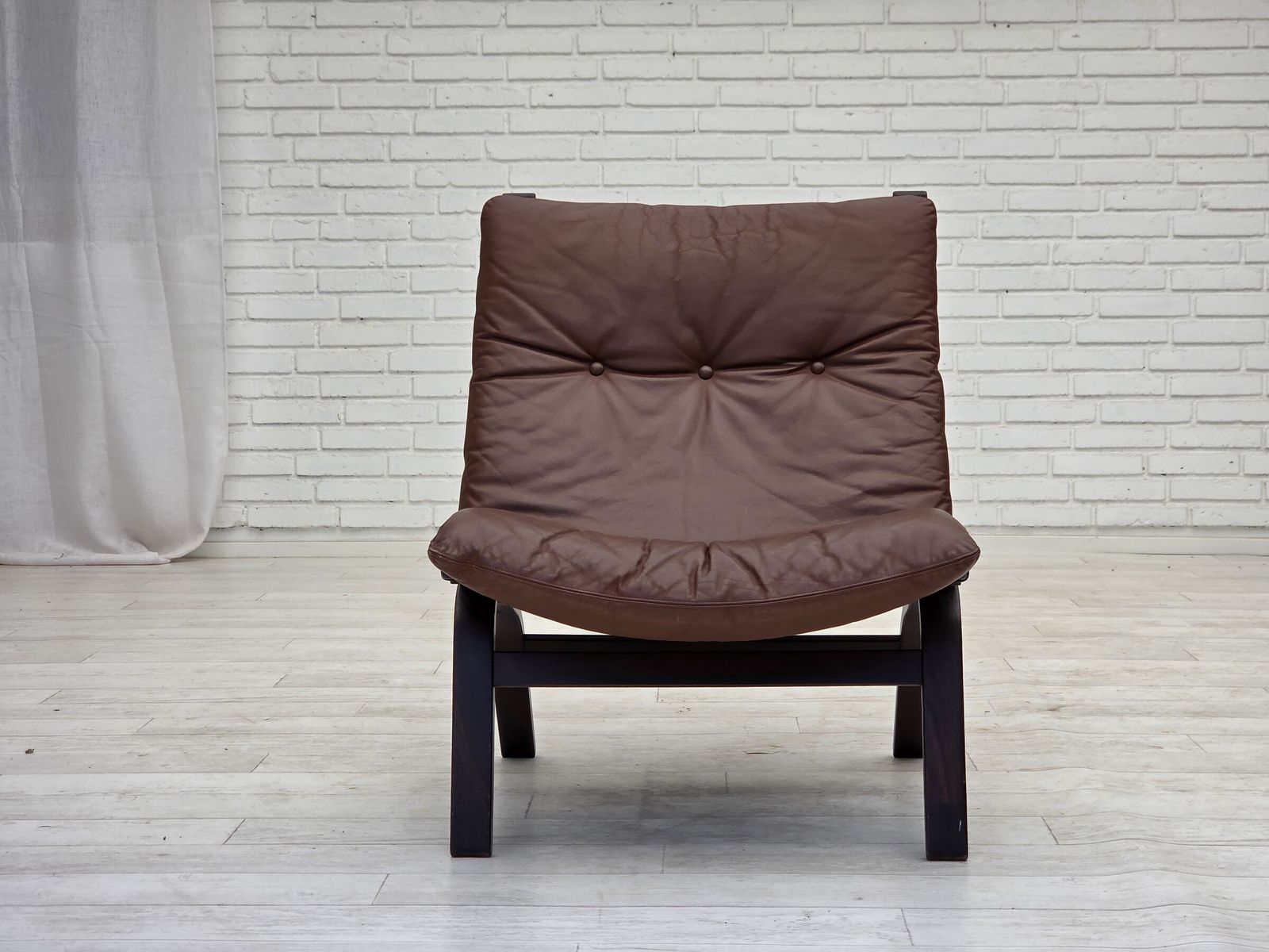 1970s, Danish Loungechair By Farstrup, Furniture Leather, Canvas, Bent Wood. photo buy