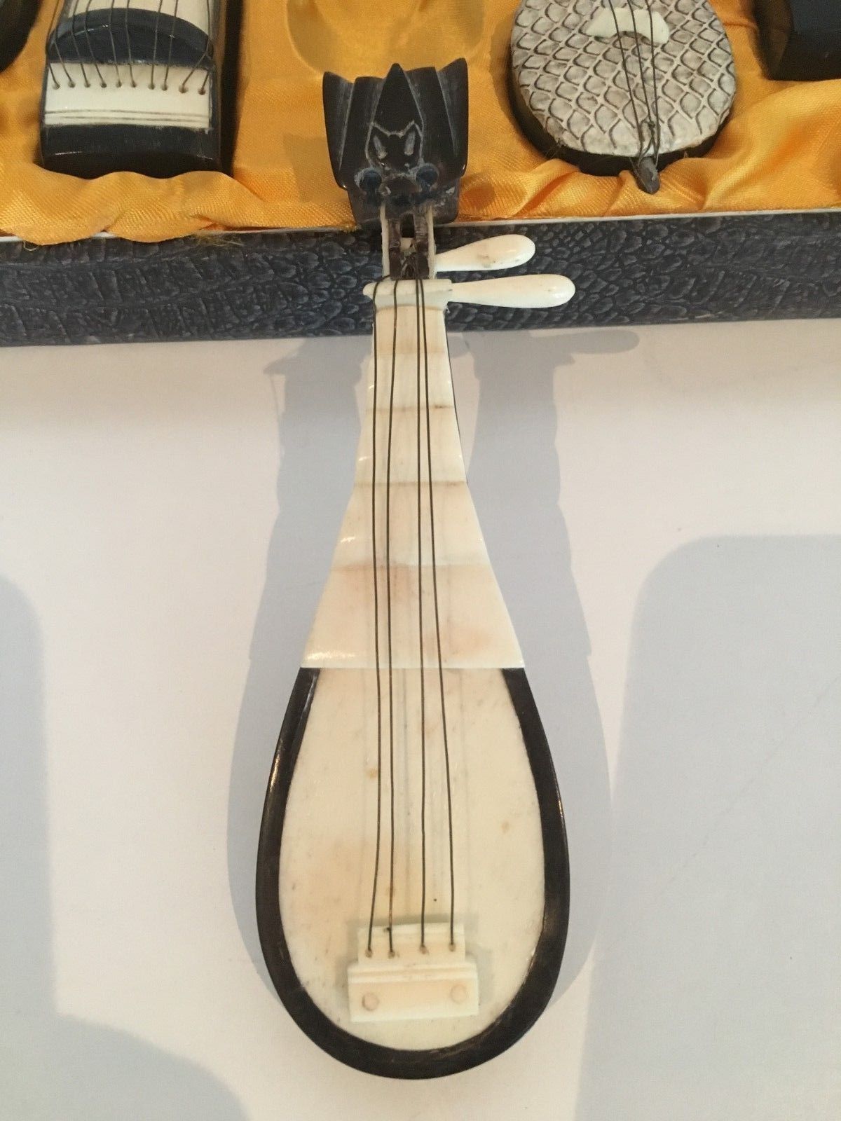 Miniature Musical Instrument Set Musiq Instrument Collection Box photo vintage