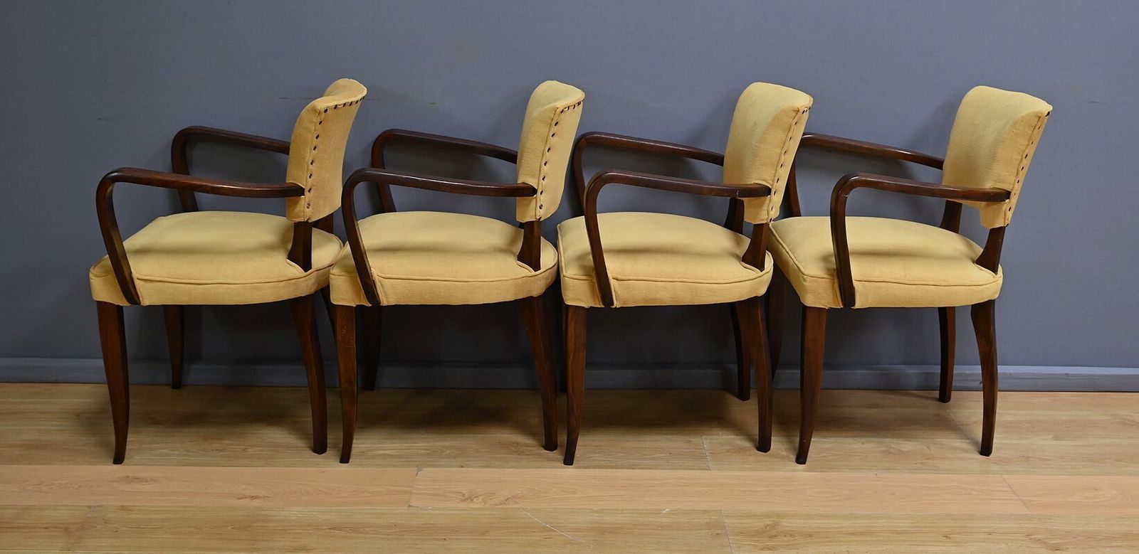 Set Of 4 Bridge Armchairs, Art Deco, J.Leleu Style – 1940 photo vintage