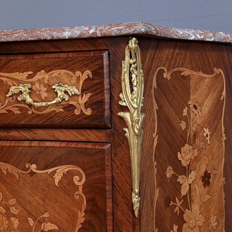 photo furniture Secretary In Precious Wood Marquetry, Transition Style, Napoleon III Period – Mid 19th Century