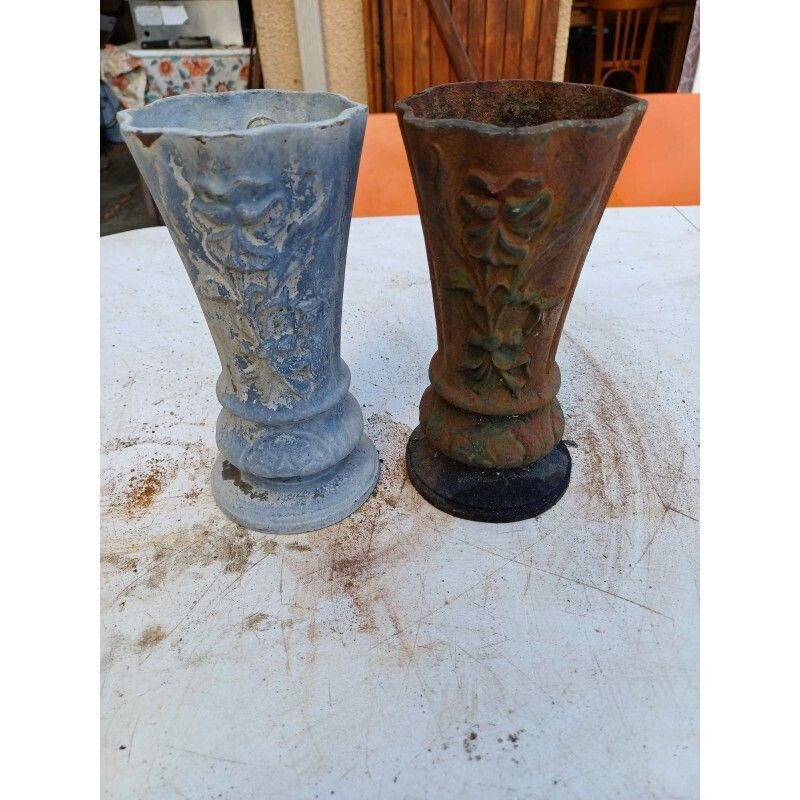 Pair Of Cast Iron Vases 1900 From Charleville Mézières