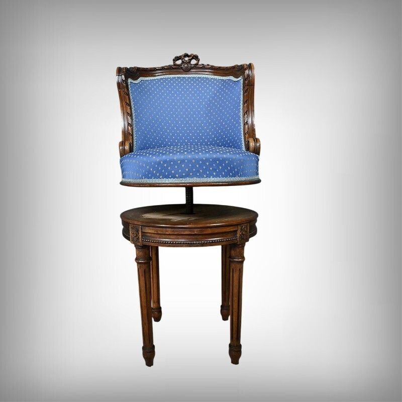Louis XVI Style Beech Swivel Harpist Chair – Early 20th Century photo furniture