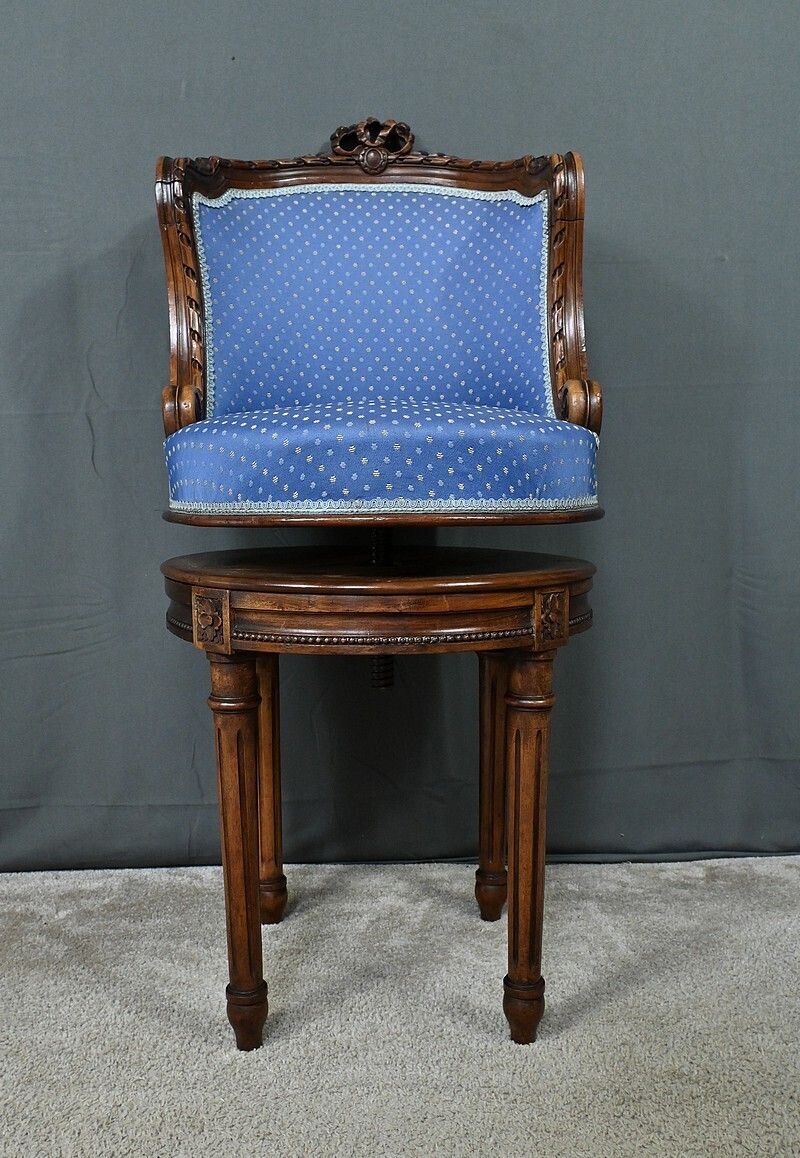 photo vinterior Louis XVI Style Beech Swivel Harpist Chair – Early 20th Century