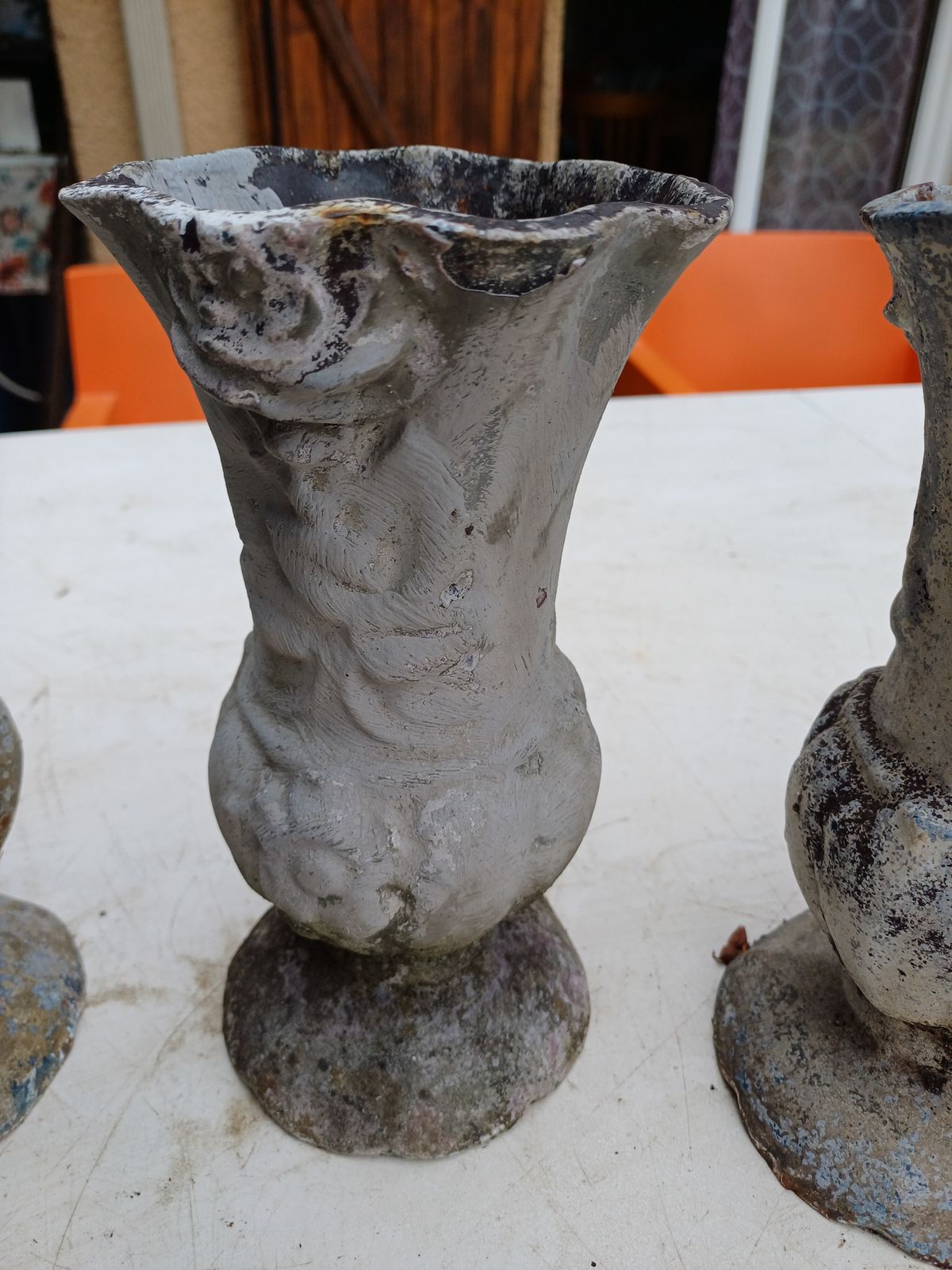 photo vintage Lot Of 5 Cast Iron Vases 1900 From Charleville   Mézières
