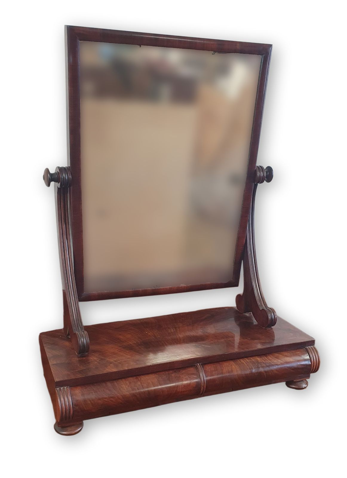 Elegant Victorian Mahogany Toilet Mirror With Barrel Drawers