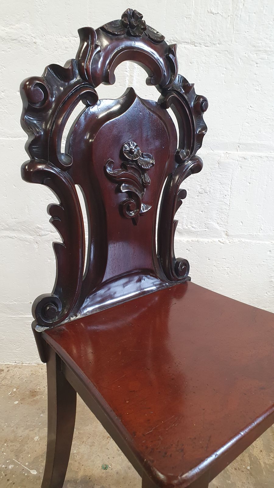 Antique Mahogany Carved Hall Chair photo for sale