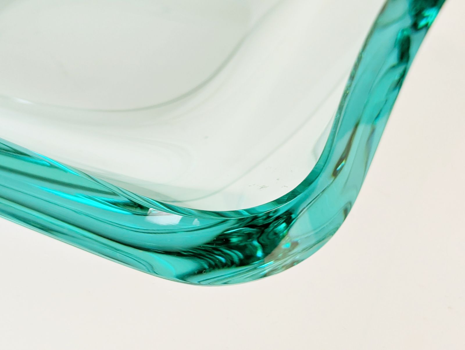 Grinded & Cut Aquamarine Glass Bowl/Centerpiece By Fontana Arte, 1960s photo 840.0