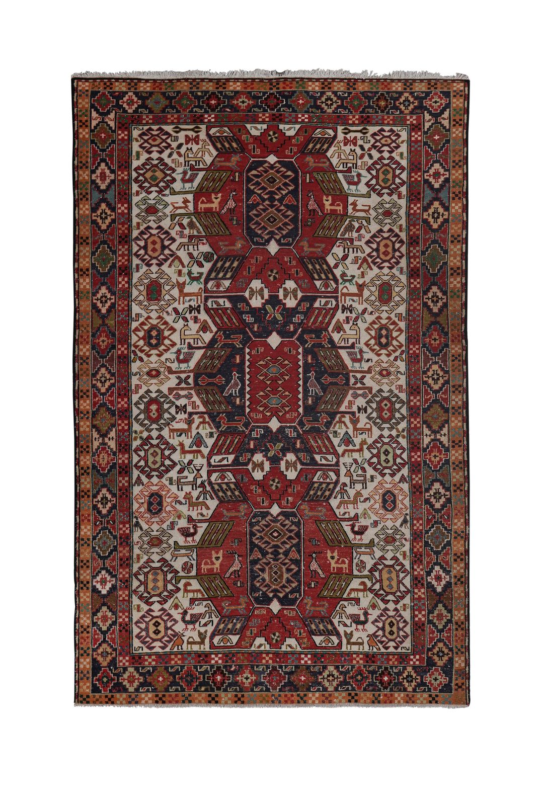 Vintage Animal Pattern Soumac Kilim Rug 4'' X 6'3'' photo for sale