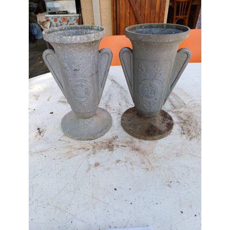 Pair Of Aluminum Vases 1900, 1900s