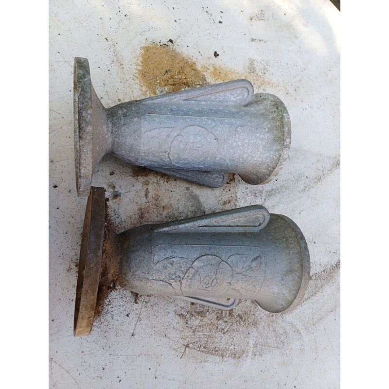 Pair Of Aluminum Vases 1900, 1900s photo vinterior