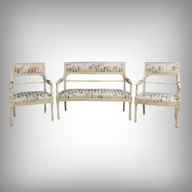 Louis XVI Style Living Room With Benches And Armchairs – 2nd Part Of The 20th Century