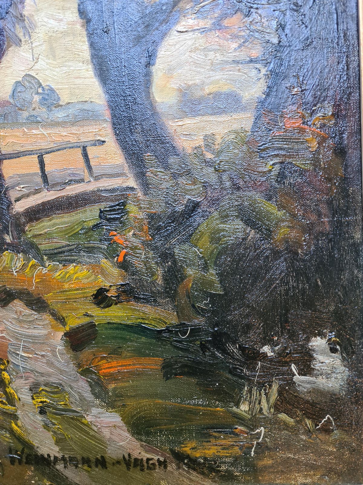 Mid Century Expressionist Landscape, Oil On Canvas. The Countryside By Elemer Vagh Weinmann photo vinterior