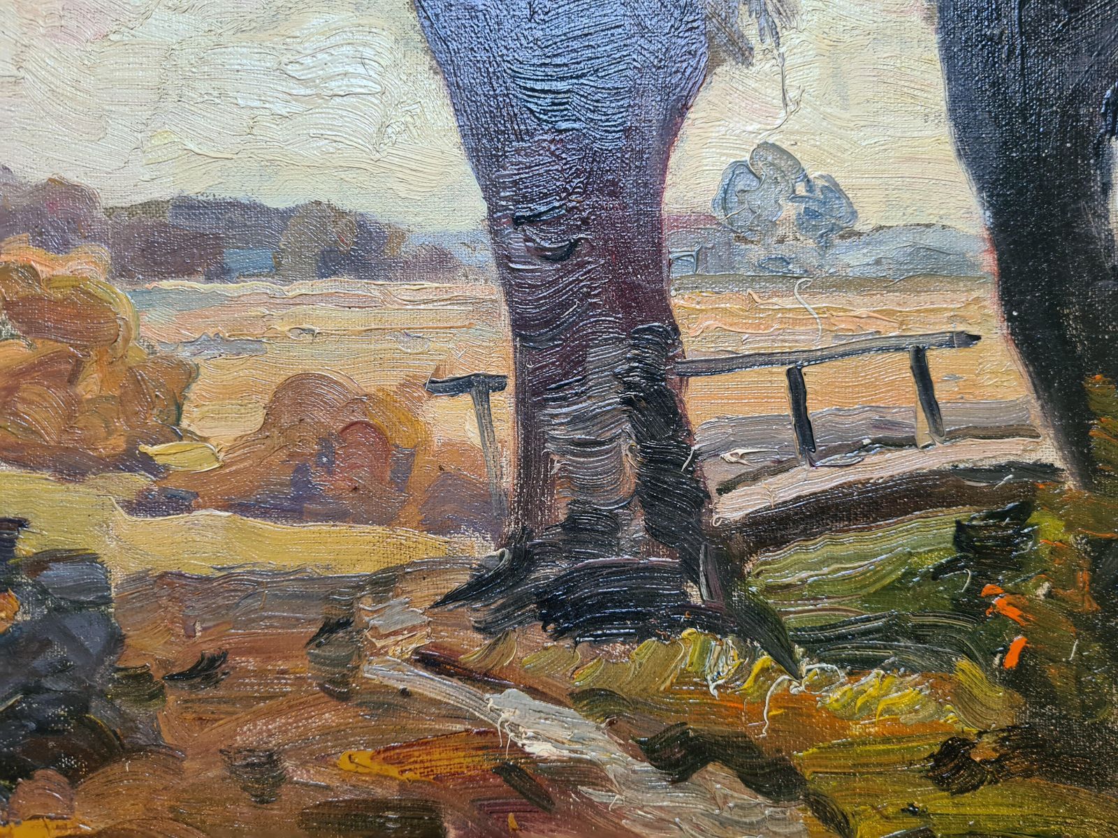 Mid Century Expressionist Landscape, Oil On Canvas. The Countryside By Elemer Vagh Weinmann photo vintage
