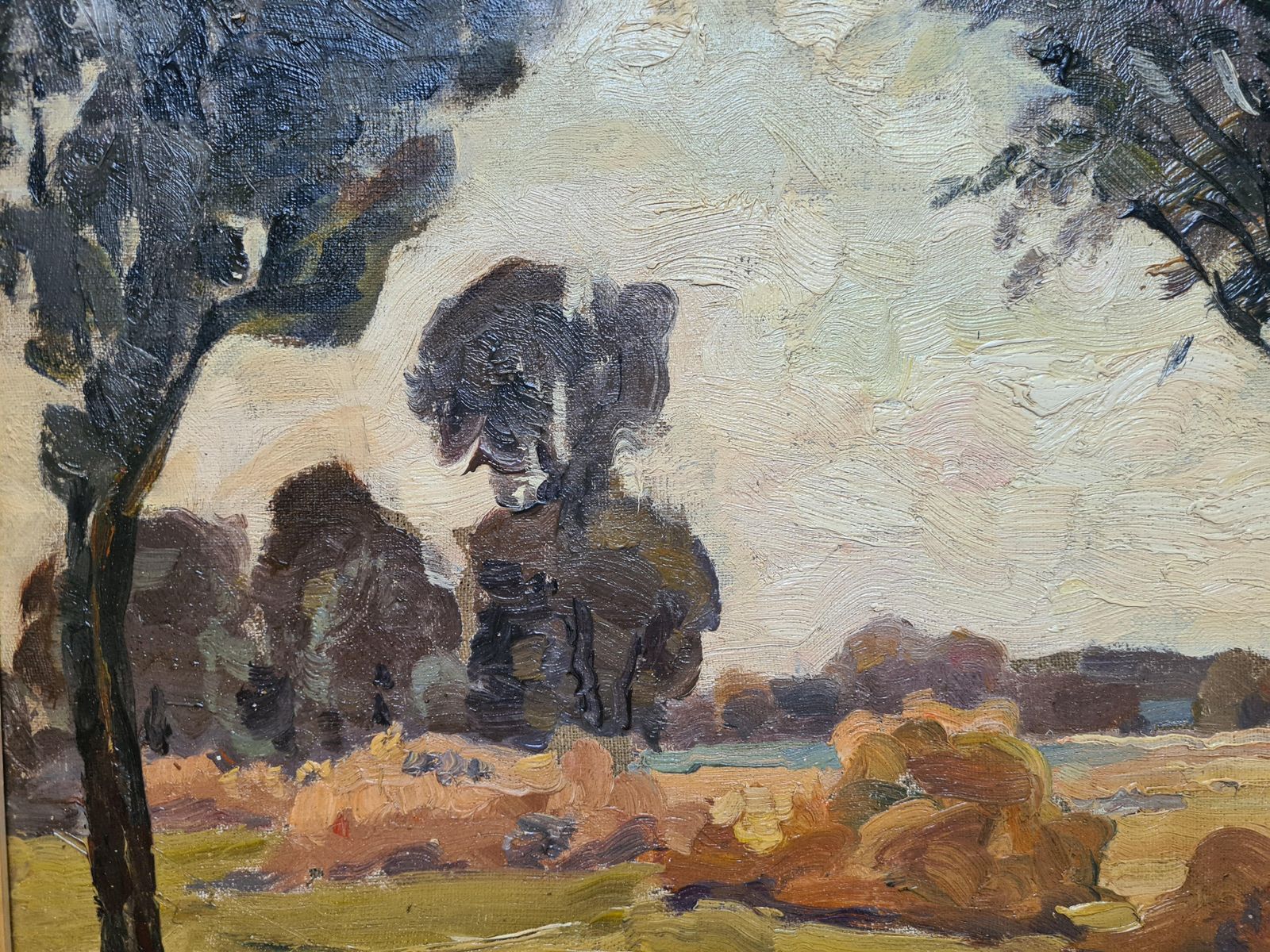 photo for sale Mid Century Expressionist Landscape, Oil On Canvas. The Countryside By Elemer Vagh Weinmann