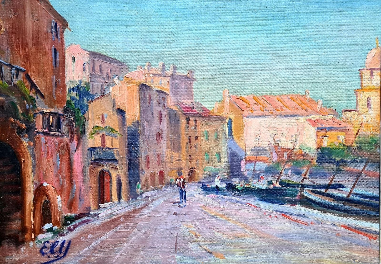 Collioure, A Mediterranean Street Scene And The Church Of Notre Dame Des Anges By E.L.Y. photo furniture