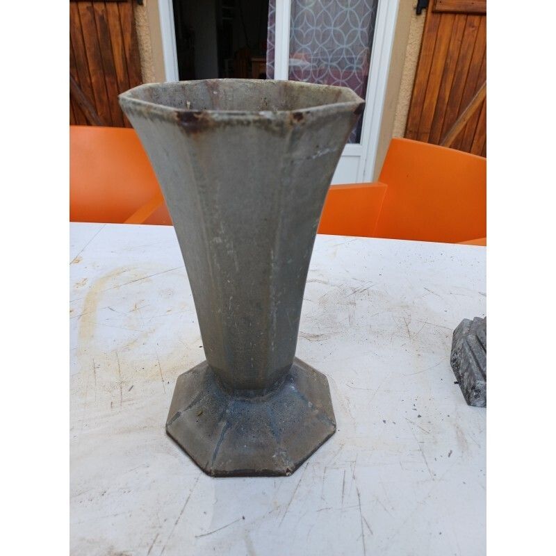 Set Of 8 Cast Iron And Aluminum Vases 1900 photo vintage