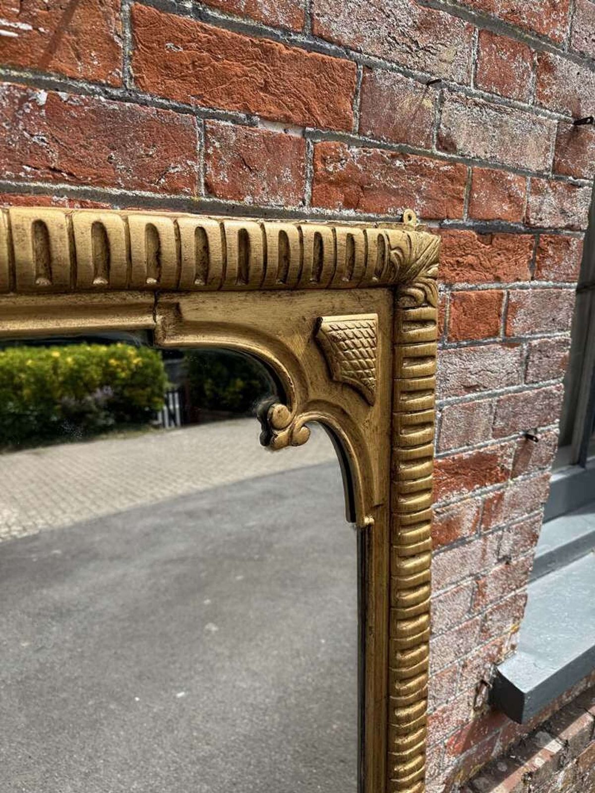 A Stunning Large Antique English 19th C Gilt Ribbed Framed Overmantle Mirror. photo buy