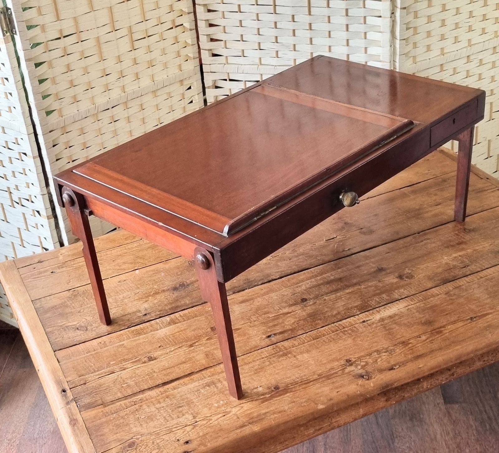 19th Century Mahogany Campaign, Folding Desktop Writing Table photo 480.0