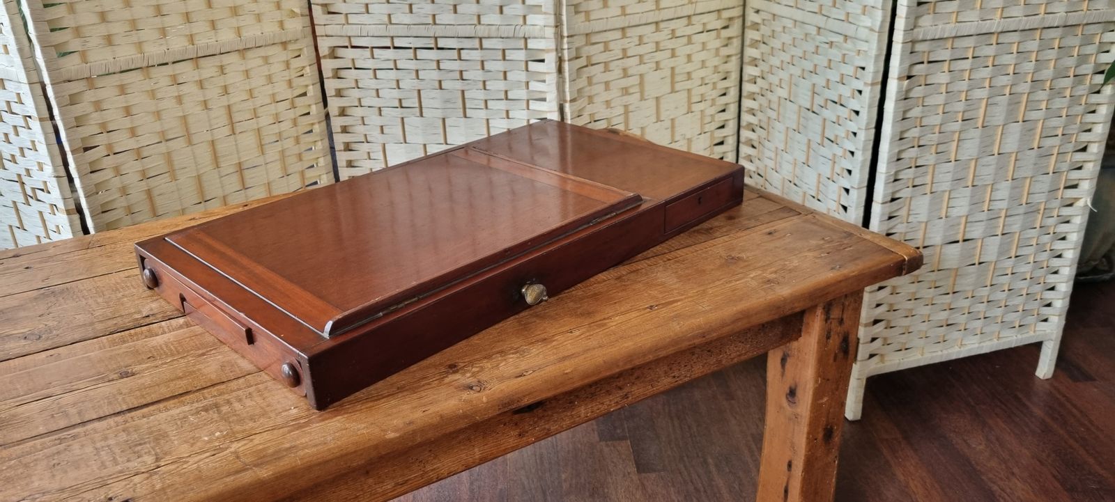 19th Century Mahogany Campaign, Folding Desktop Writing Table photo vinterior