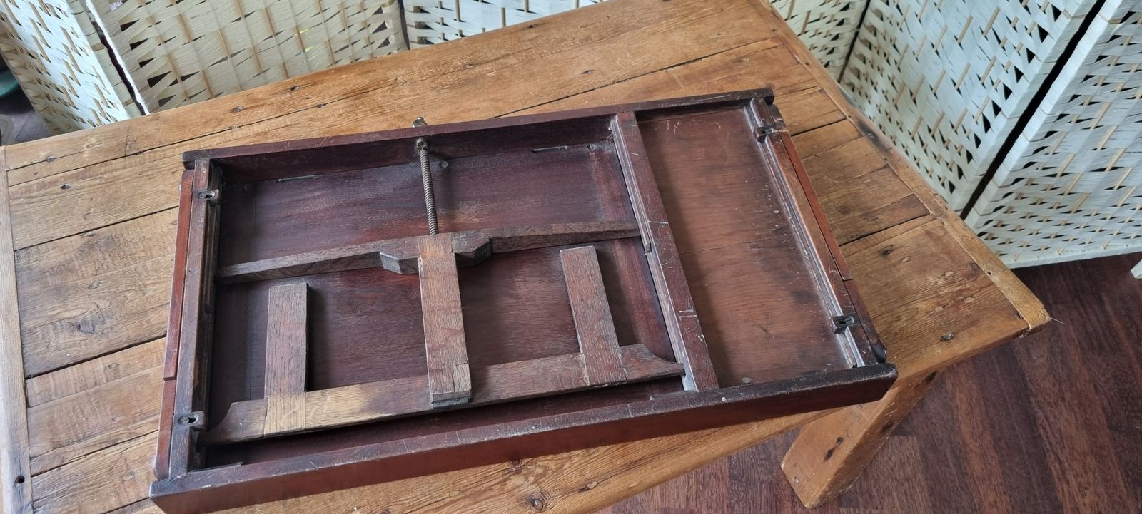 19th Century Mahogany Campaign, Folding Desktop Writing Table photo vintage