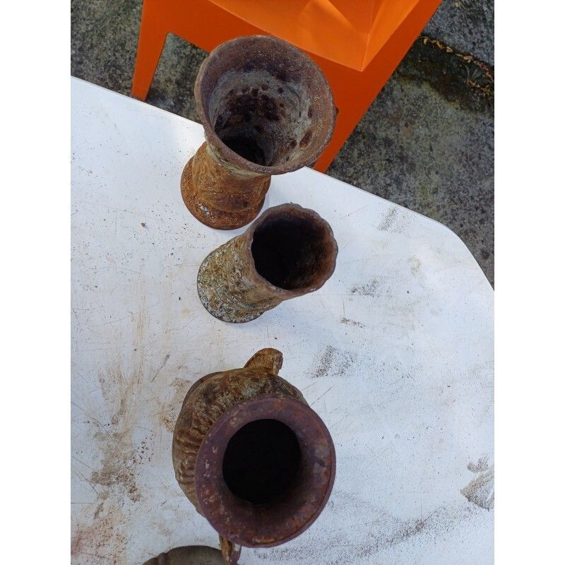 Set Of 3 Cast Iron Vases 1900 From Charleville   Mézières photo 96.0