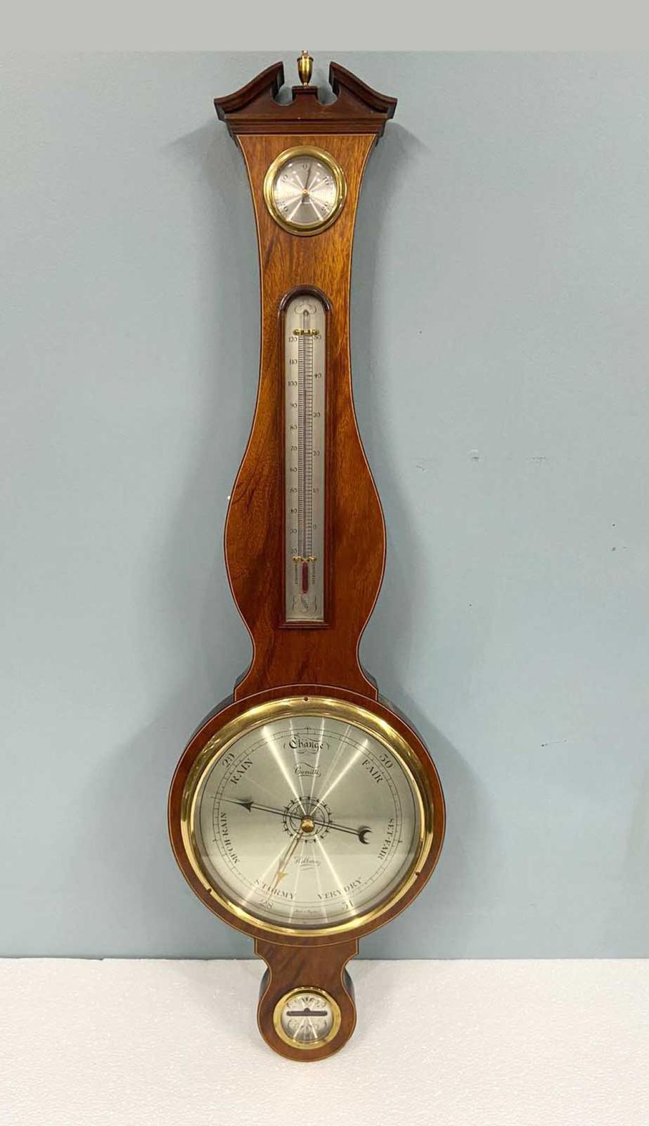 Georgian Revival Barometer Mahogany Mercury Thermometer