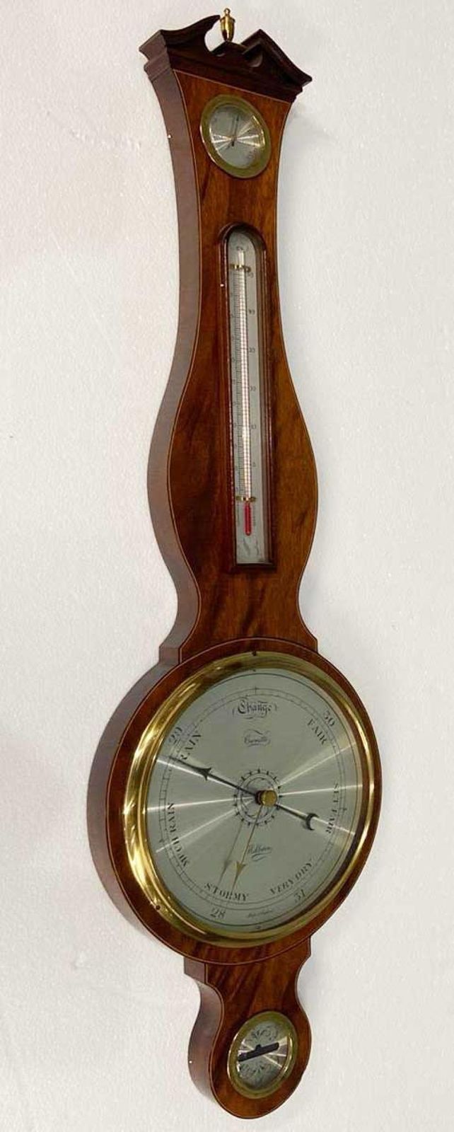 Georgian Revival Barometer Mahogany Mercury Thermometer photo 700.0