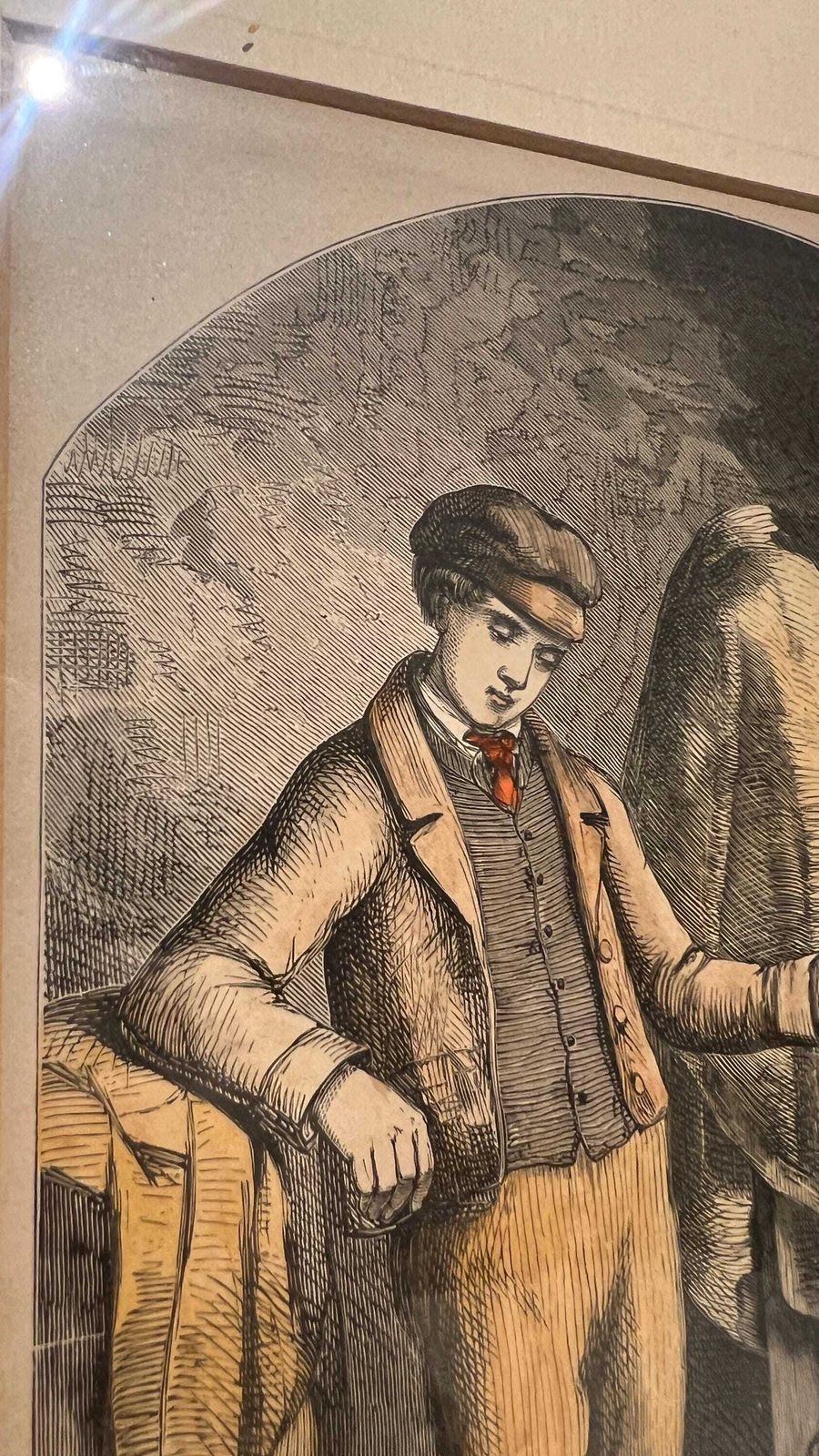 Antique 19th Century Book Print Of Dog Breeds And Handler – Framed And Glazed photo vinterior