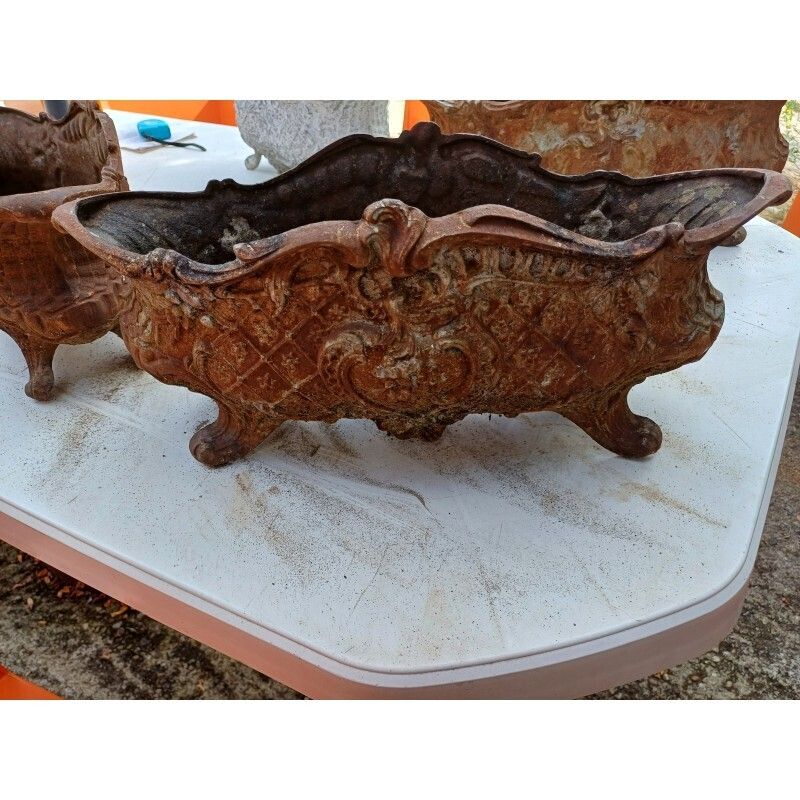 Set Of 4 Cast Iron Planters 1900 From Charleville   Mézières Rocaille Style photo 493.0