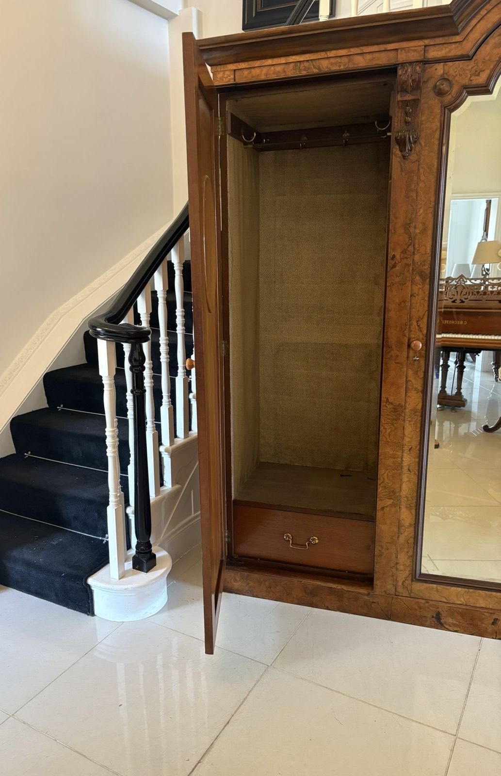 Outstanding Quality Large Antique 19th Century Unusual Carved Burr Walnut Wardrobe photo for sale