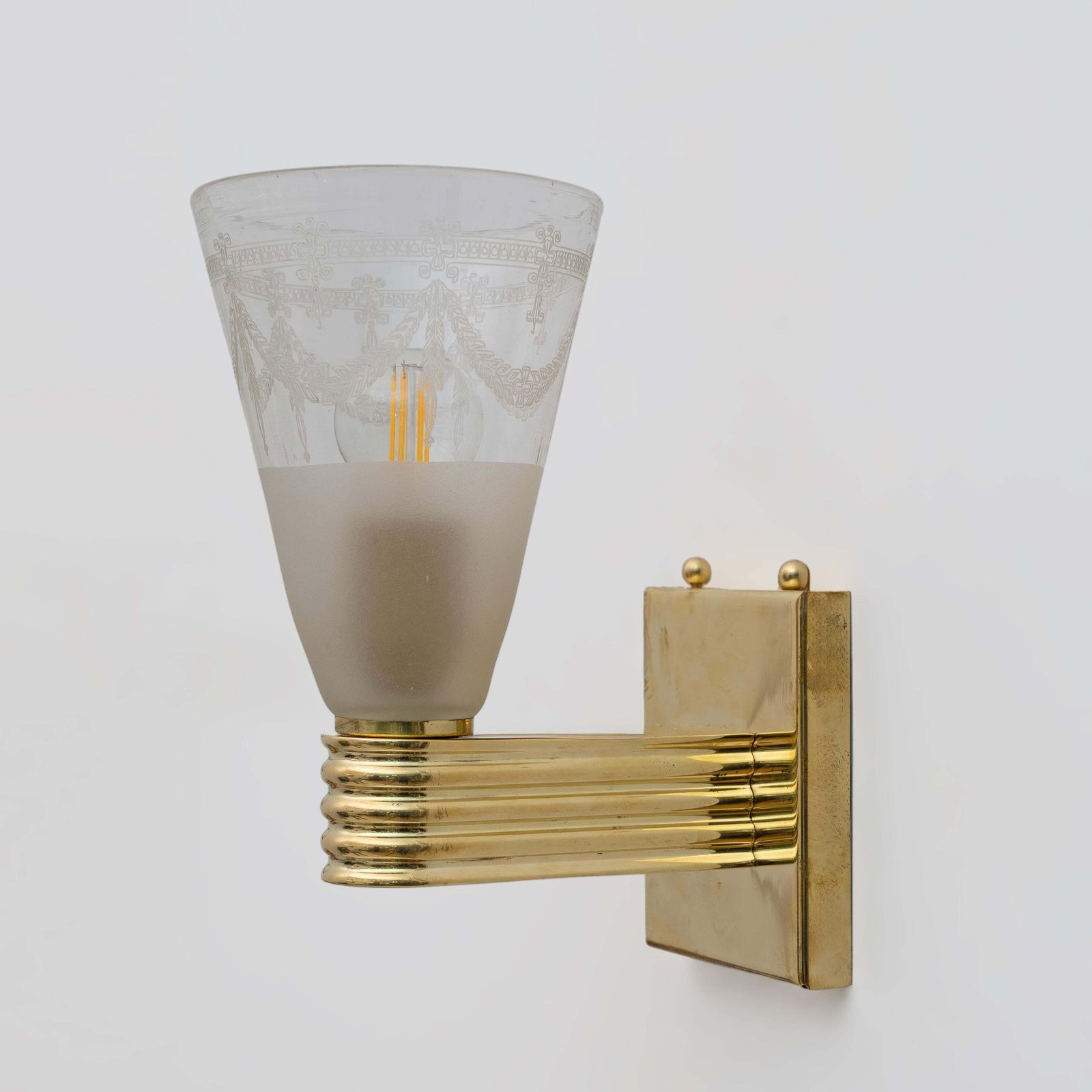 Mid Century Domus Blown And Angraved Murano Glass Sconces, Pair photo 2873.0