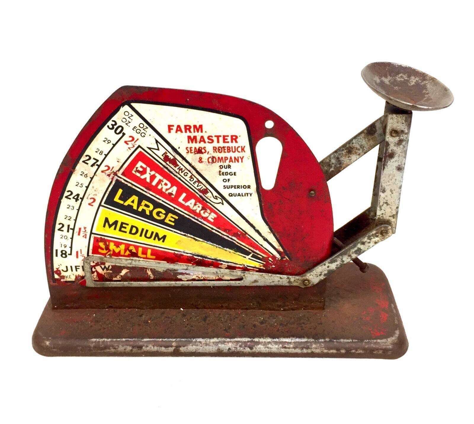 Antique Red Jiffy Way Egg Scale By Farm Master Sears, Roebuck & Company C.1940 photo furniture