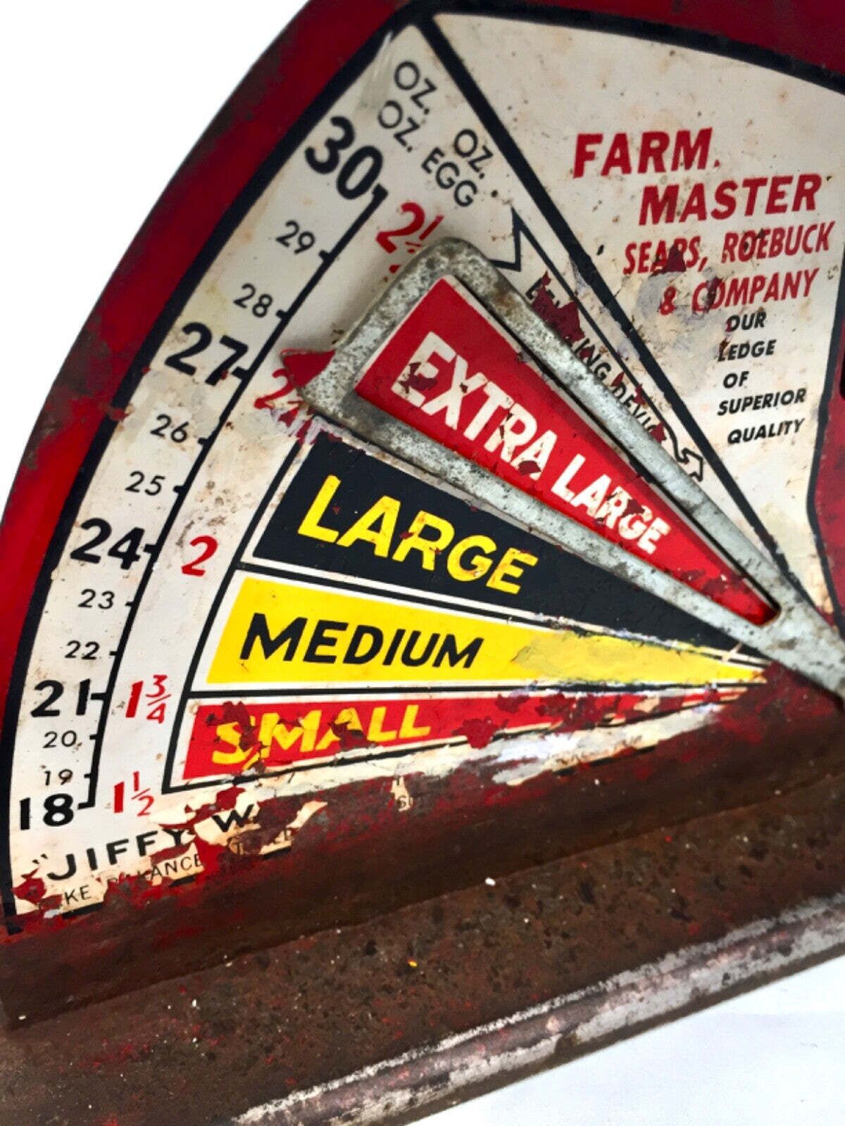 Antique Red Jiffy Way Egg Scale By Farm Master Sears, Roebuck & Company C.1940 photo vinterior