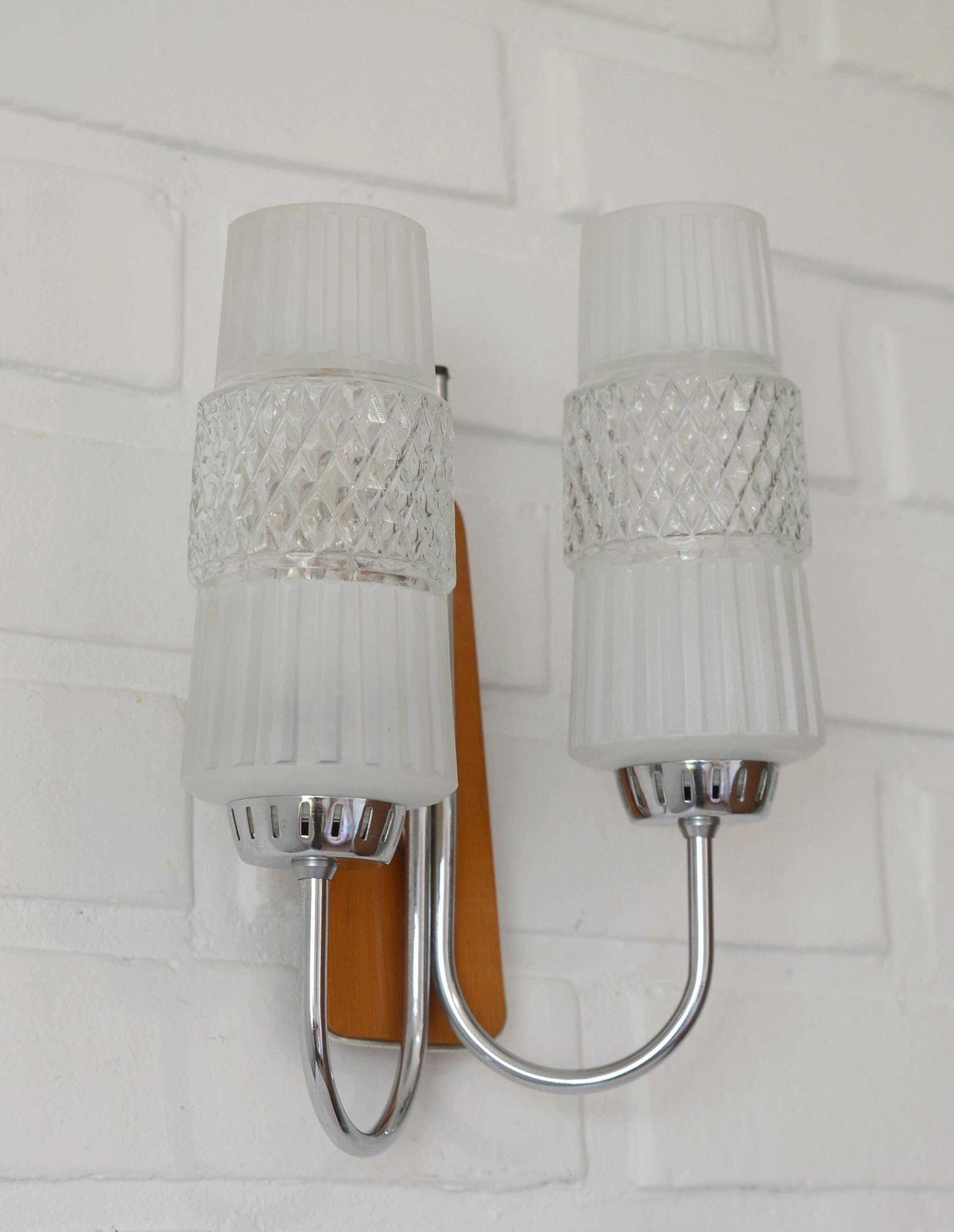 Vintage Scandinavian Style Lamp / Double Wall Sconce / Mid Century Modern / Space Age Light Fixture / Yugoslavia 1960's / Flush Mount Light photo Lighting