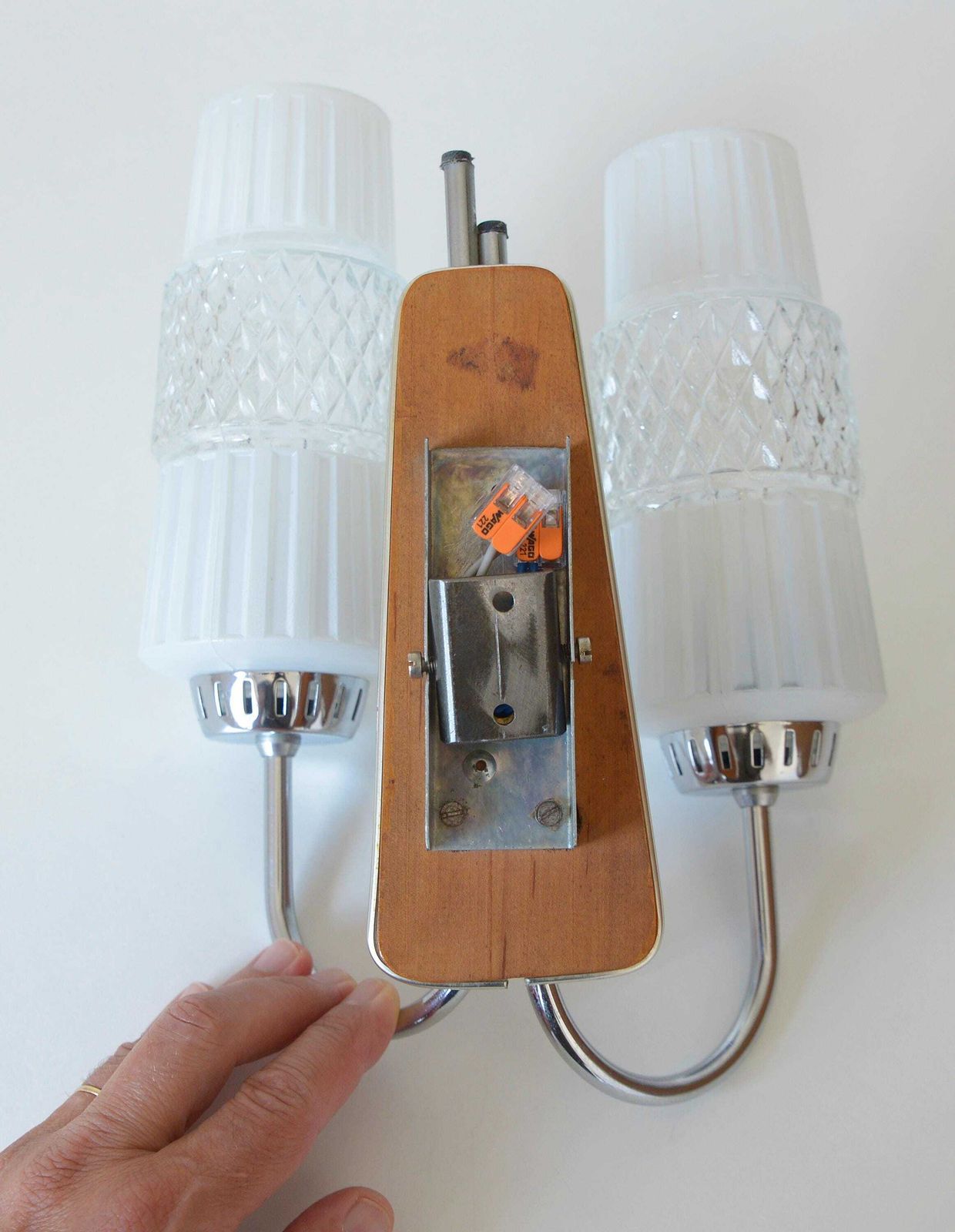 Vintage Scandinavian Style Lamp / Double Wall Sconce / Mid Century Modern / Space Age Light Fixture / Yugoslavia 1960's / Flush Mount Light photo 161.0