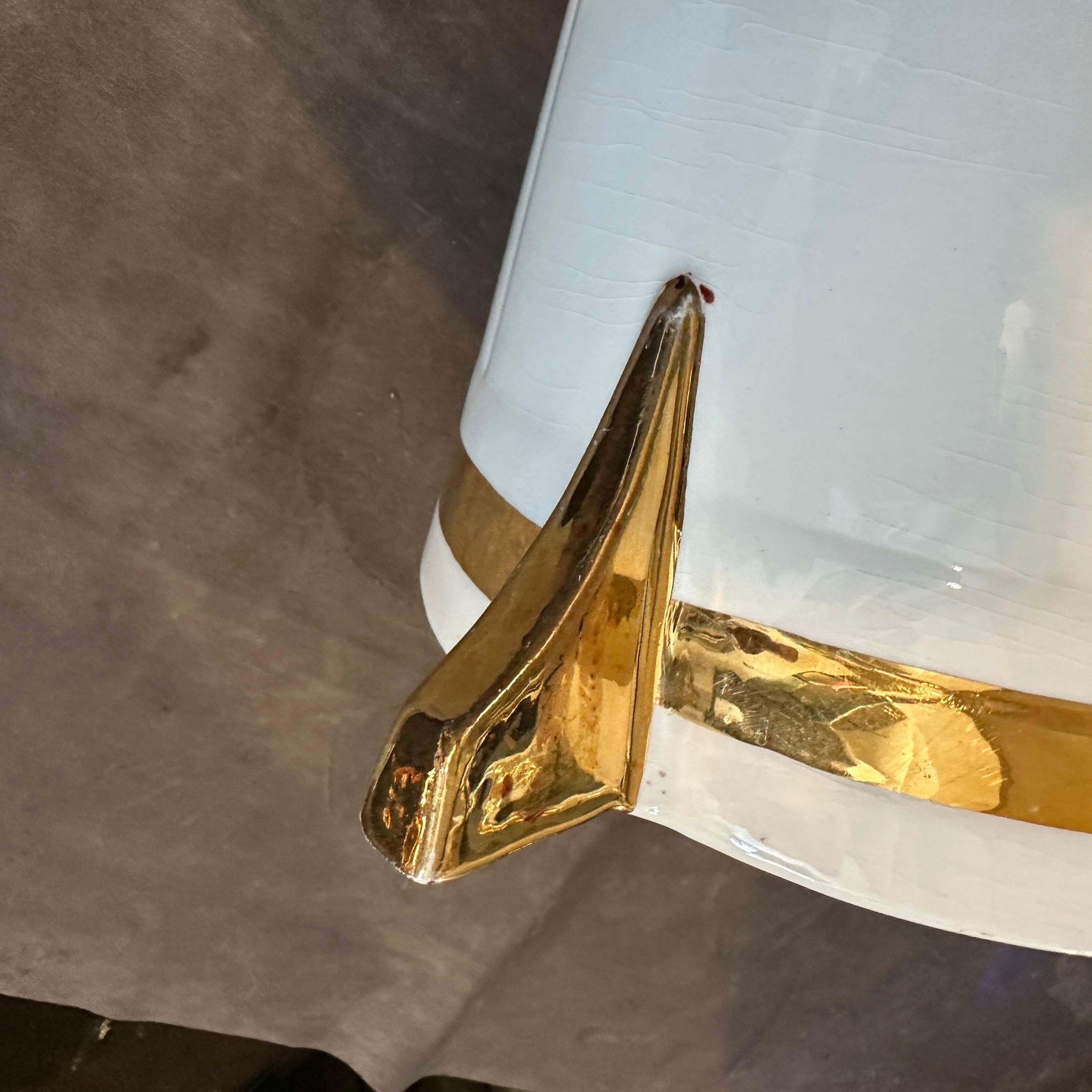 1930s Art Deco White And Gold Ceramic French Champagne Cooler By Sarreguemines photo 762.0