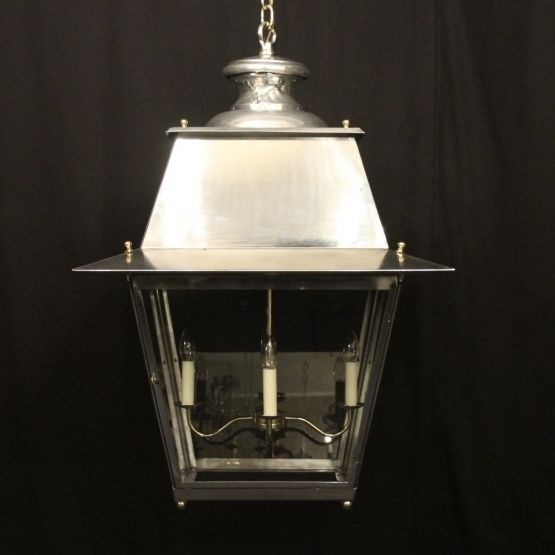 Large Oversized French Steel & Brass 4 Light Antique Lantern