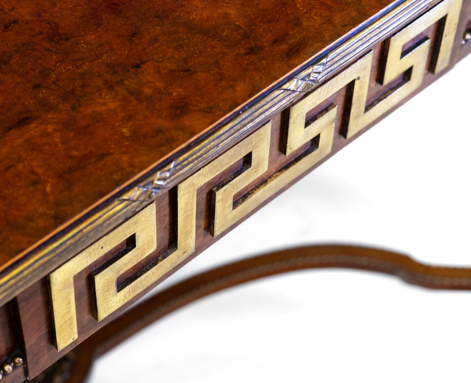 photo furniture Late 19th Century Plum Pudding & Gilt Centre Side Table Greek Key Louis XVI Revival