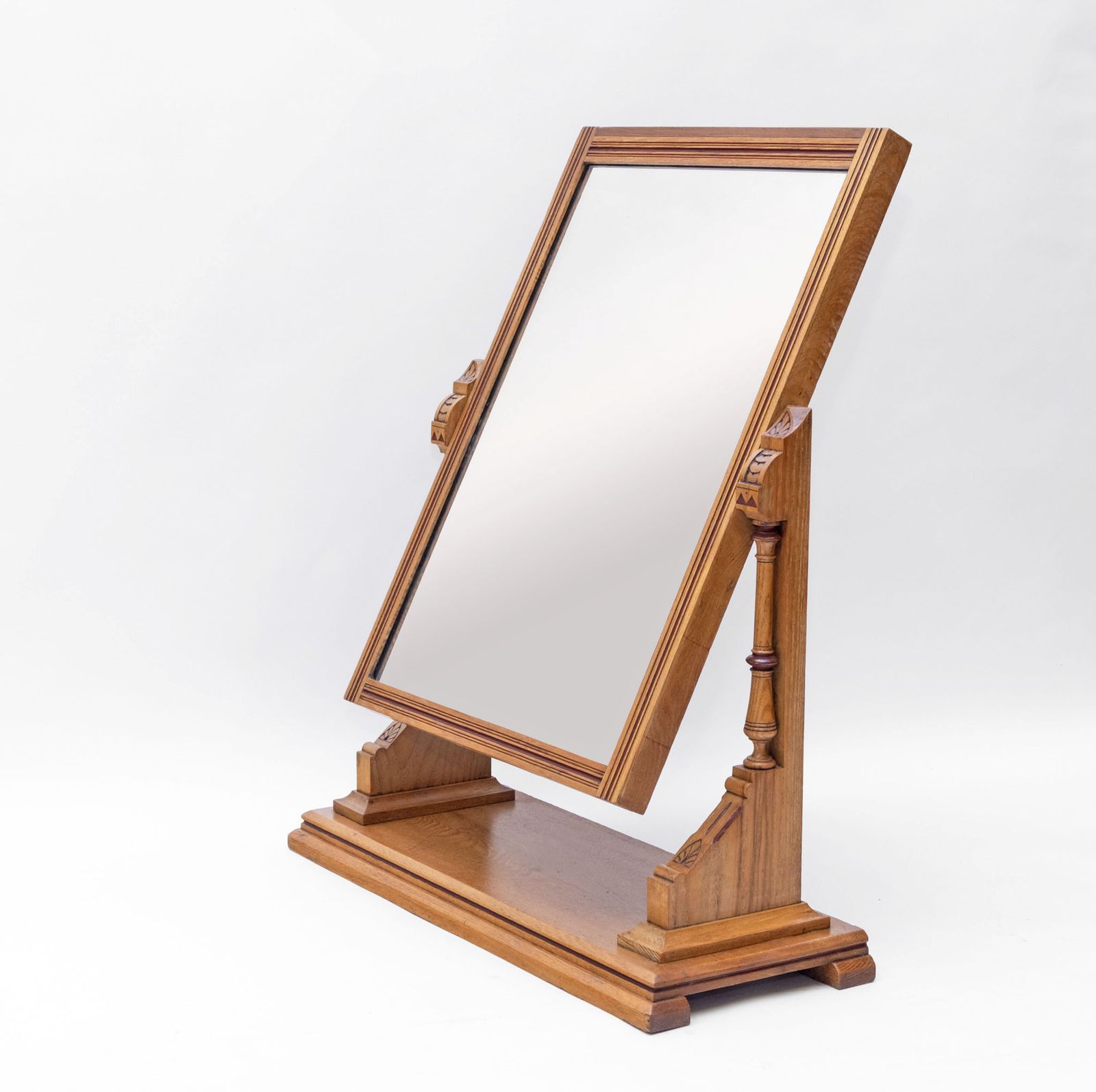 C19th Gothic Revival Ash & Painted Dressing Table Vanity Mirror