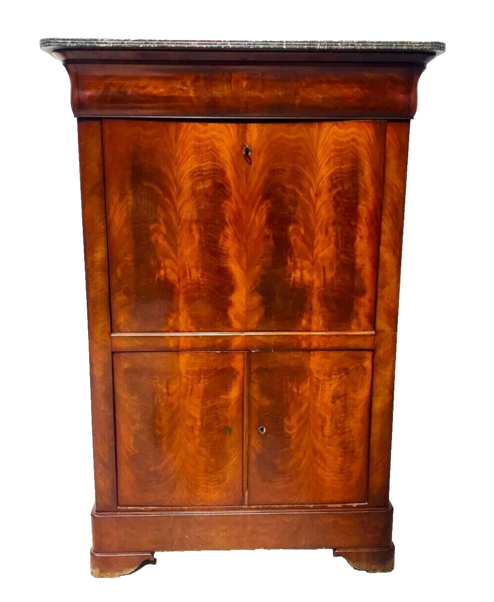 Louis Philippe Mahogany And Veneer Secretary 19th Century